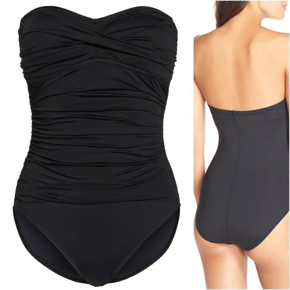 La Blanca Twist Front Bandeau One Piece sz 8